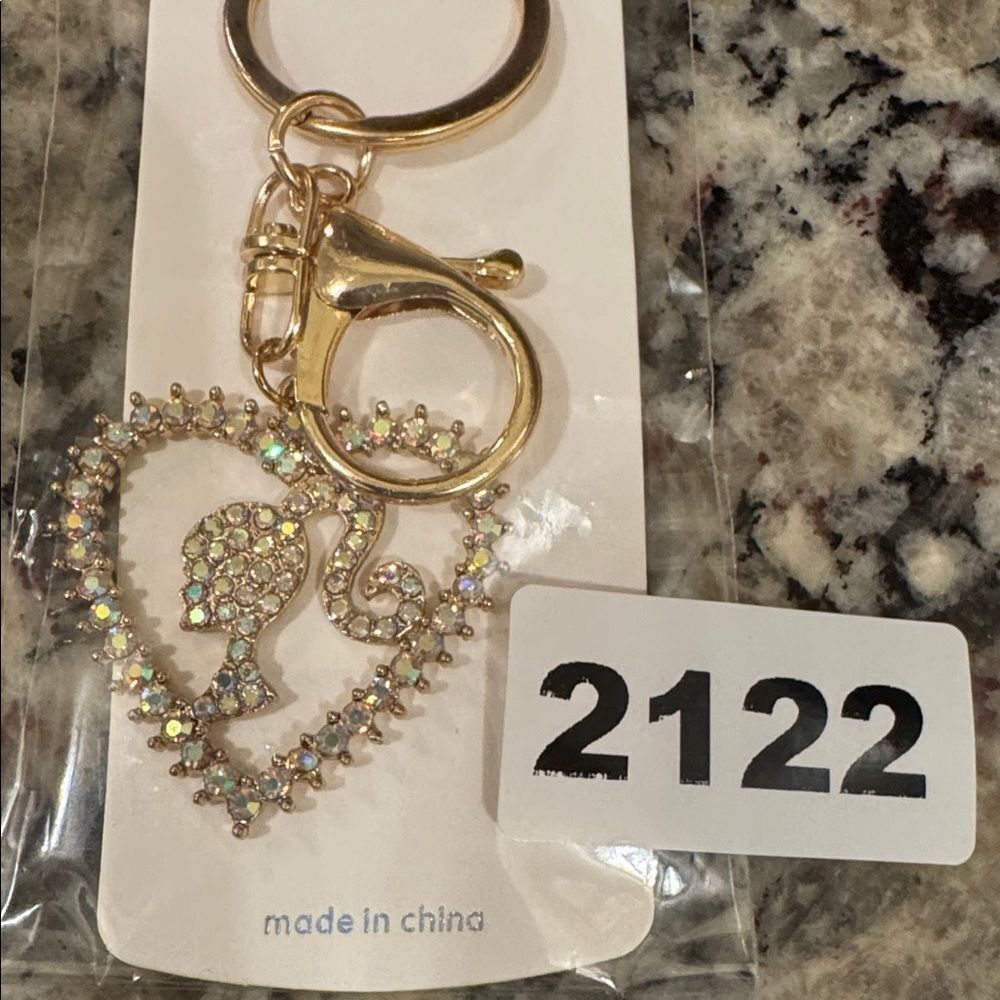 2121 Rhinestone Heart Key Ring, Bag Charm